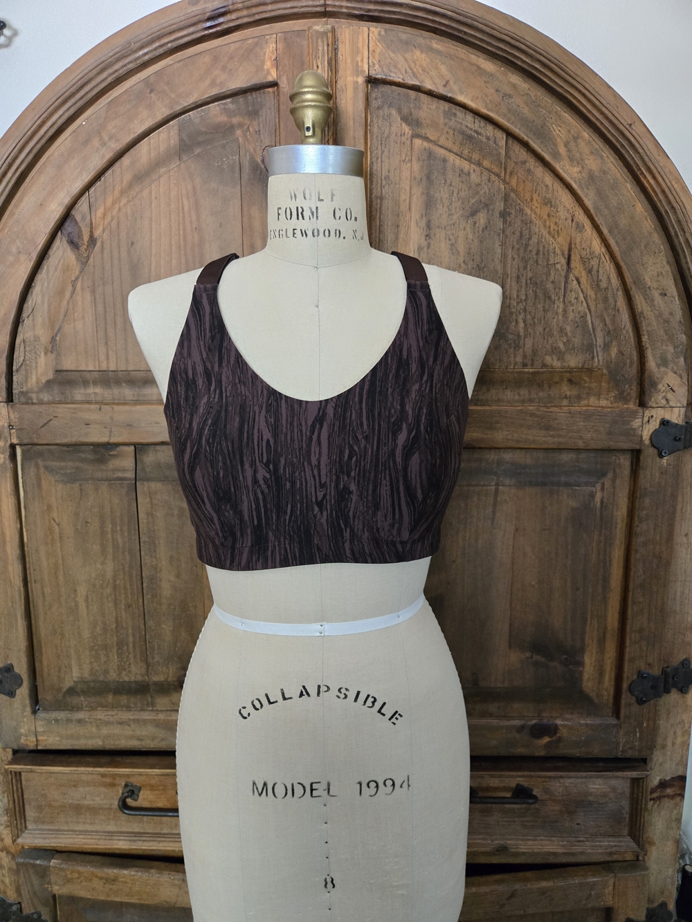 CALIA by Carrie Underwood Dark Brown Marble-Print Racerback Sports Bra